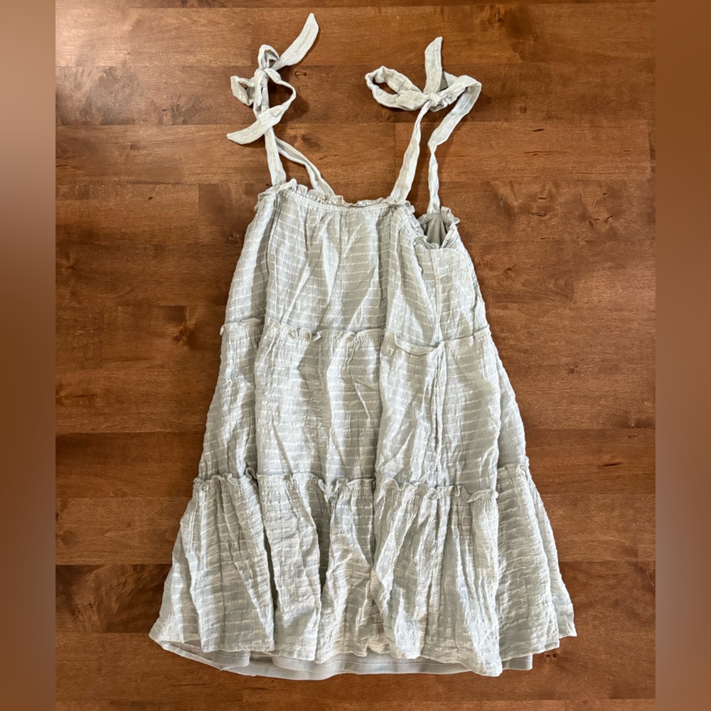 Altar'd State Ruffled Light Green Tie Straps Dress